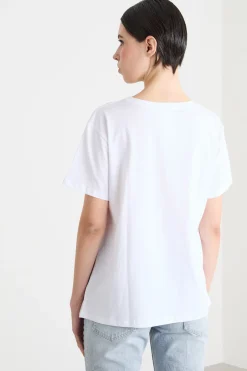 T-shirt con ricamo bijoux - Bianco
