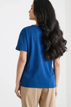 T-shirt con ricamo bijoux - Blu