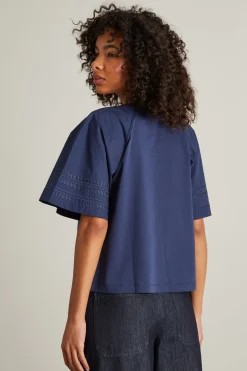 T-shirt con ricamo - Blu Scuro