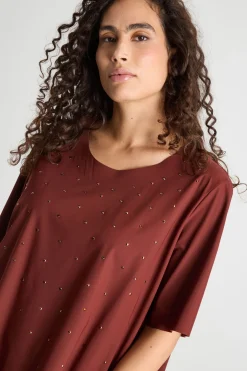 T- shirt con ricamo - Bordeaux