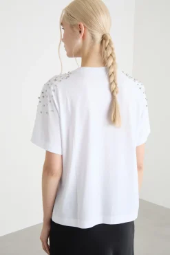 T-shirt con ricamo gioiello - Bianco