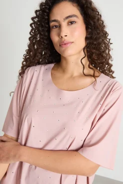 T- shirt con ricamo - Rosa