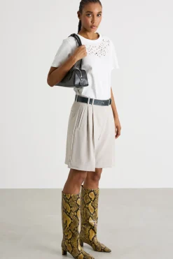 T-shirt con ricamo sangallo - Bianco