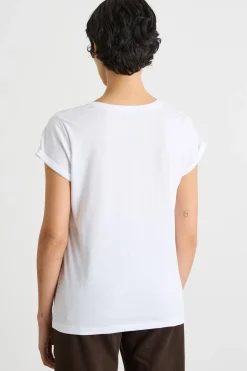 T-shirt con risvolto - Bianco Rosso