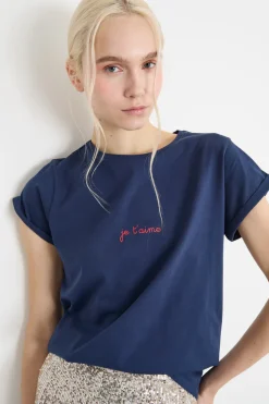 T-shirt con risvolto - Blu Rosso