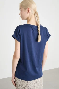 T-shirt con risvolto - Blu Rosso