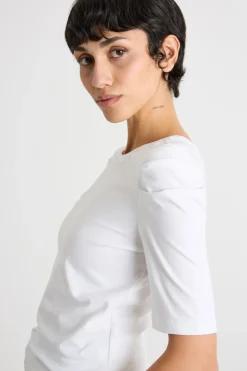 T-shirt con scollatura a V sul retro - Bianco