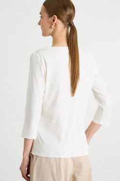 T-shirt con scollo a barchetta in jersey - Bianco