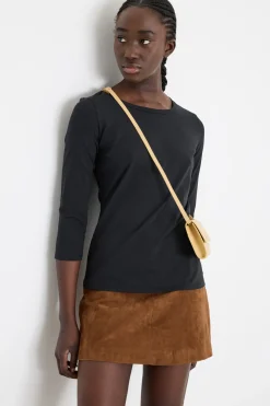 T-shirt con scollo a barchetta in jersey - Nero