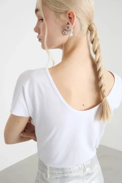 T-shirt con scollo ampio - Bianco