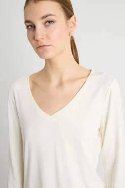 T-shirt con scollo a V - Bianco
