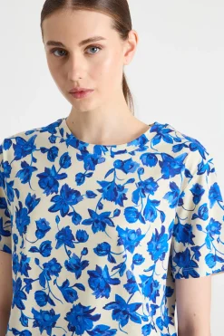 T-shirt con stampa all-over - Bianco Blu