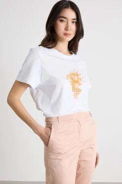 T-shirt con stampa - Bianco Arancione