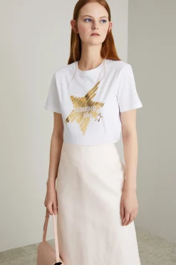 Tshirt con stampa - Bianco Oro