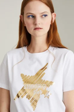 Tshirt con stampa - Bianco Oro