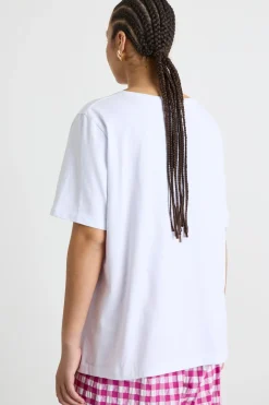 T-shirt con stampa - Bianco Rosa