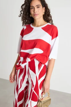 T-shirt con stampa - Bianco Rosso