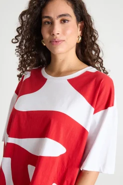 T-shirt con stampa - Bianco Rosso