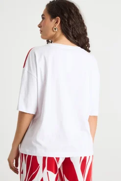 T-shirt con stampa - Bianco Rosso