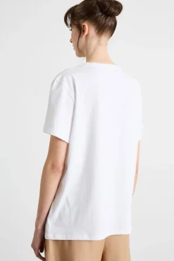 T-shirt con stampe e paillettes - Bianco