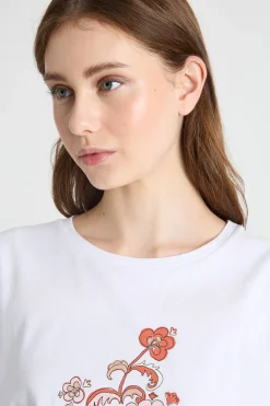 T-shirt con stampe e paillettes - Bianco Rosa Rosso