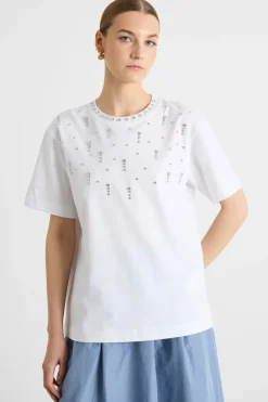 T-shirt con strass - Bianco