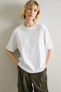 T-shirt con strass - Bianco