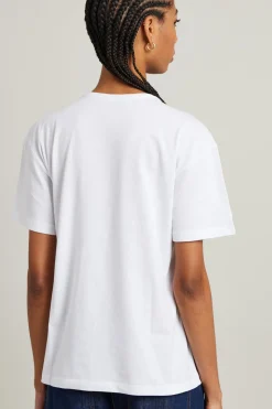 T-shirt di cotone stampata - Bianco Azzurro