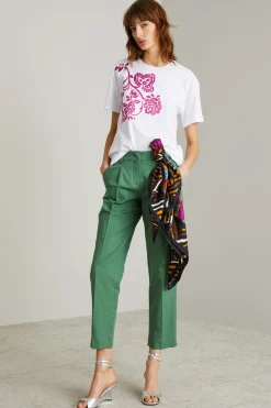 T-shirt di cotone stampata - Bianco Fuxia