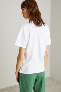 T-shirt di cotone stampata - Bianco Fuxia
