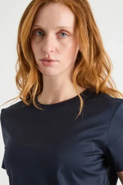 T-shirt dritta in jersey - Blu