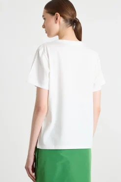 T-shirt girocollo con ricamo - Bianco