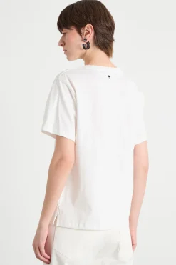 T-shirt girocollo con ricamo - Bianco