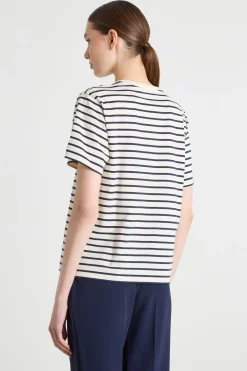 T-shirt girocollo con ricamo - Blu Bianco Rosso