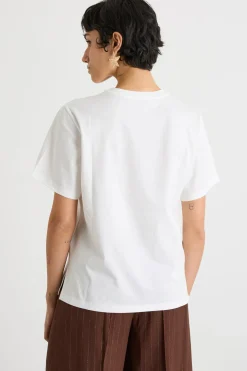 T-shirt girocollo con spacchetti - Bianco