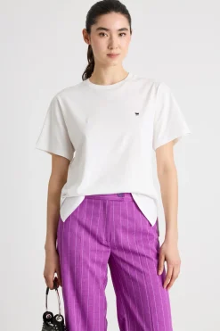 T-shirt girocollo con spacchi - Bianco