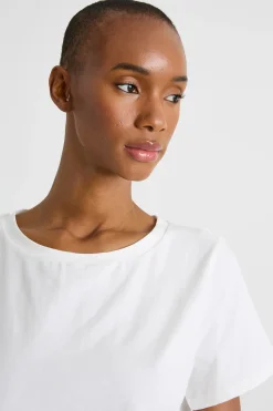 T-shirt girocollo in jersey - Bianco