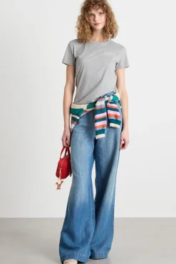T-shirt girocollo in jersey - Grigio Chiaro