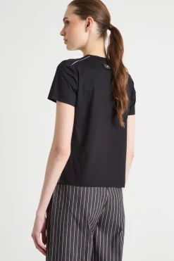 T-shirt girocollo in jersey - Nero