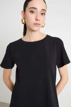 T-shirt girocollo in jersey - Nero