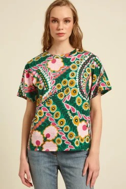 T-shirt in cotone - Verde Fucsia Arancio