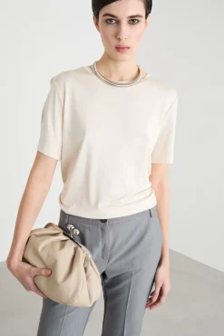 T-shirt in interlock di seta - Avorio