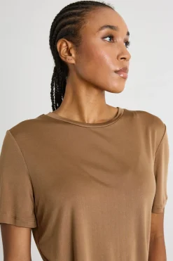 T-shirt in interlock di seta - Marrone