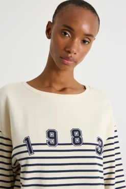 T-shirt in jersey a maniche lunghe - Bianco Blu