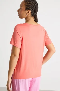 T-shirt in jersey - Arancione Rosa Bainco