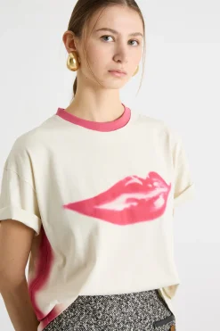 T-shirt in jersey - Avorio Rosso