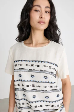 T-shirt in jersey - Bianco Nero Azzurro