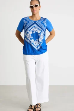 T-shirt in jersey - Blu Bianco