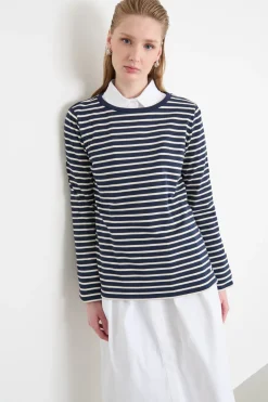 T-shirt in jersey - Blu Bianco