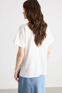 T-shirt in jersey con dettaglio cut-out - Bianco